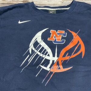Nike Crewneck Sweatshirt Navy Blue‎ Orange Graphic Logo Pullover XL